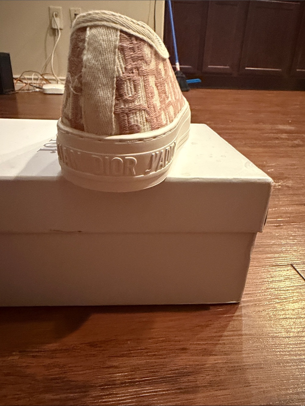 Dior Beige-Pink Logo Canvas Low-Top Sneaker - Picture 5 of 7